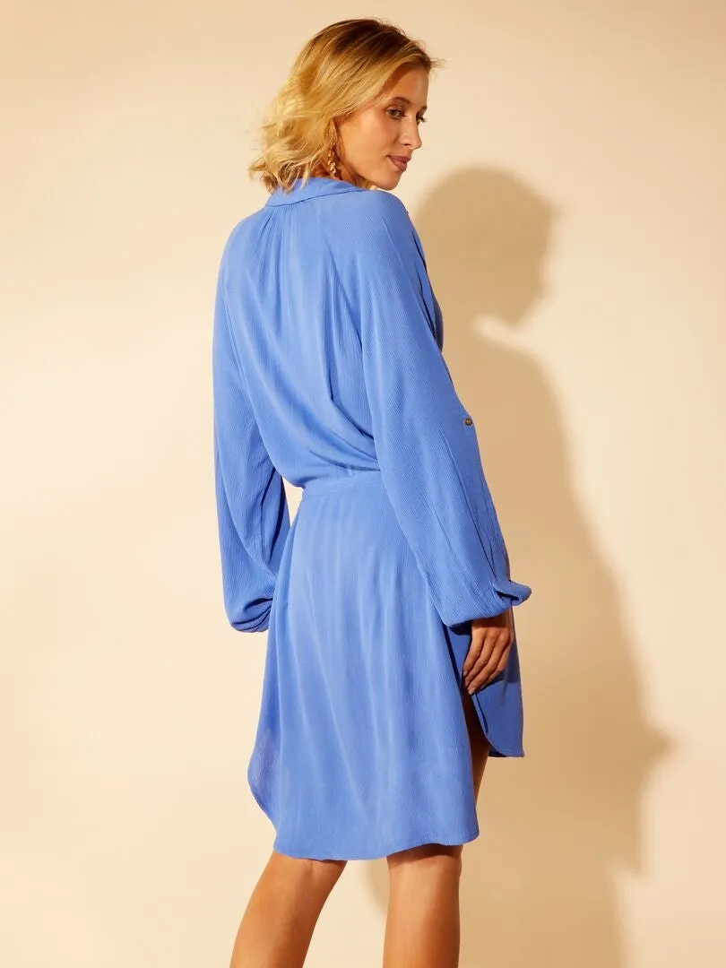 VESTIDO/CAMISA DE PLAYA DE MANGA LARGA  AZUL