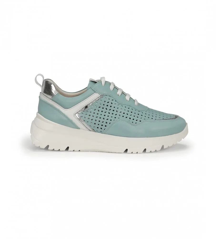 ZAPATILLAS DE PIEL EIRA F1680 AZUL ALTURA CUñA 5CM