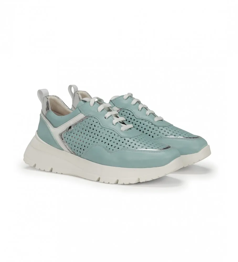 ZAPATILLAS DE PIEL EIRA F1680 AZUL ALTURA CUñA 5CM