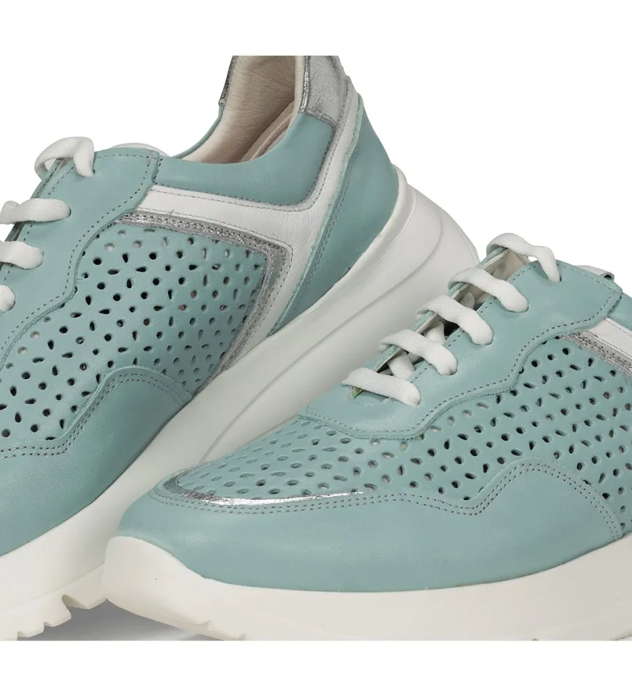ZAPATILLAS DE PIEL EIRA F1680 AZUL ALTURA CUñA 5CM