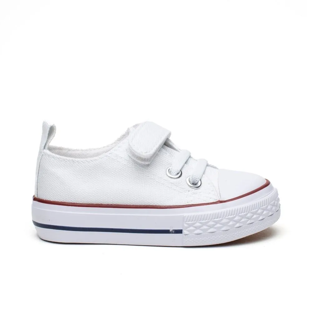 Zapatillas  Lona Niña  Blancas con velcro modelo Sport