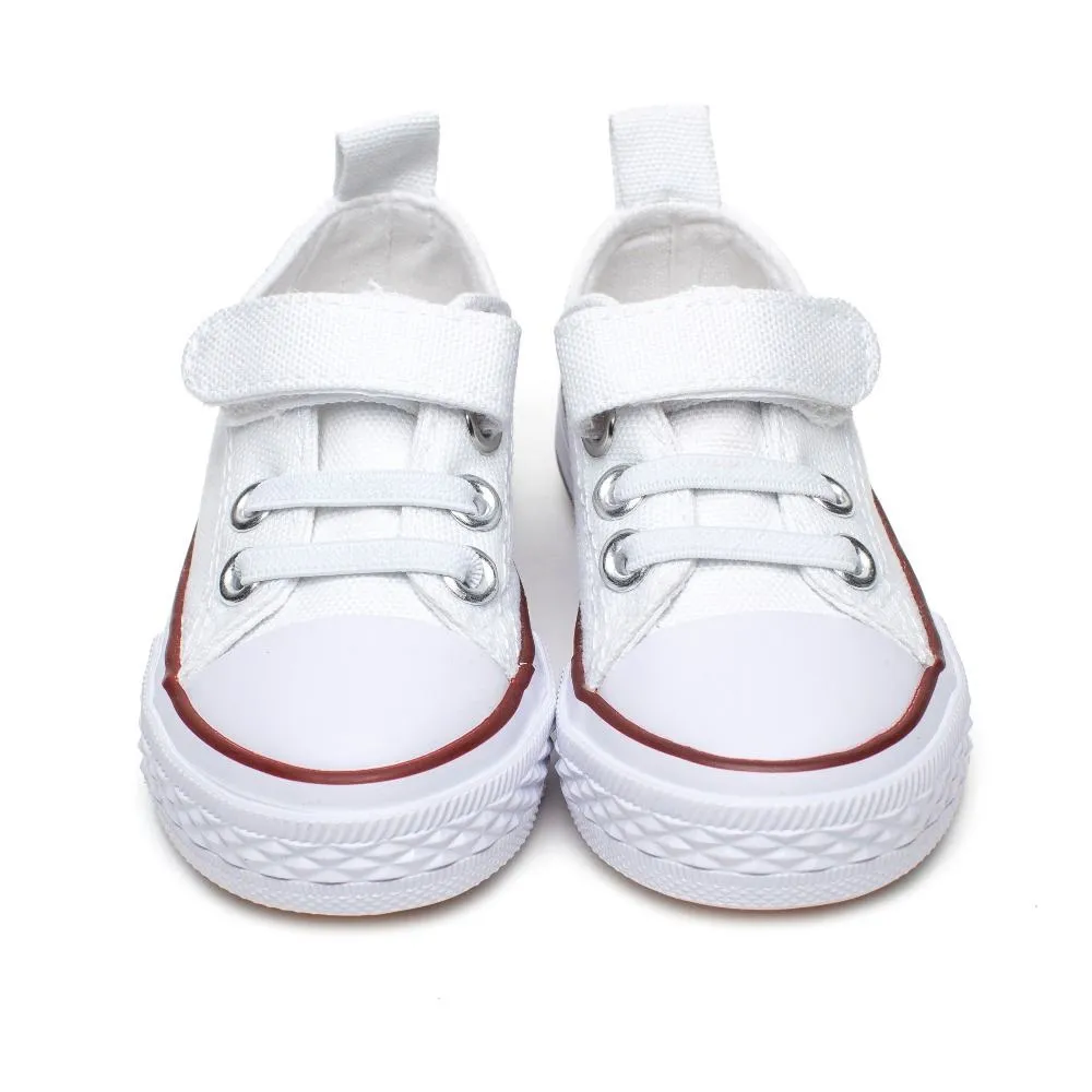 Zapatillas  Lona Niña  Blancas con velcro modelo Sport