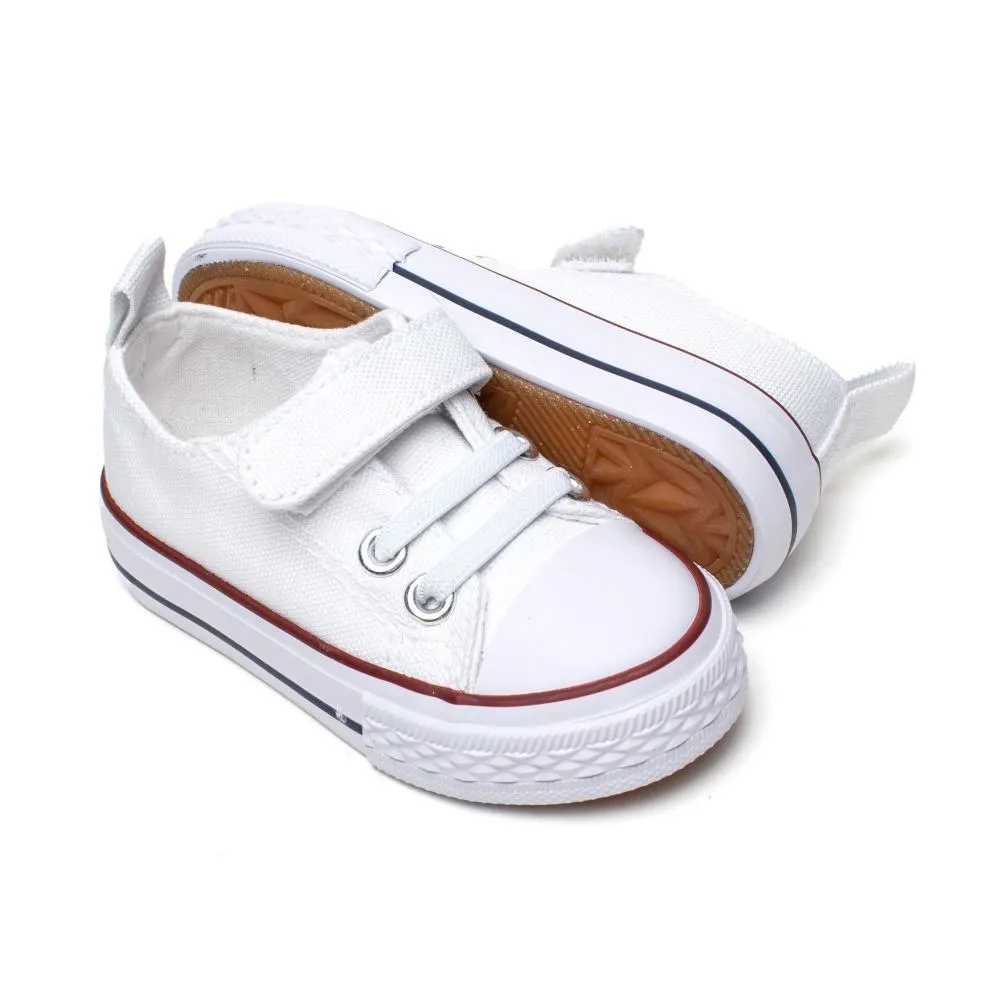 Zapatillas  Lona Niña  Blancas con velcro modelo Sport
