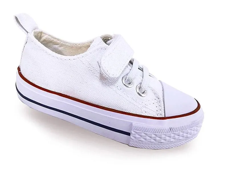 Zapatillas  Lona Niña  Blancas con velcro modelo Sport