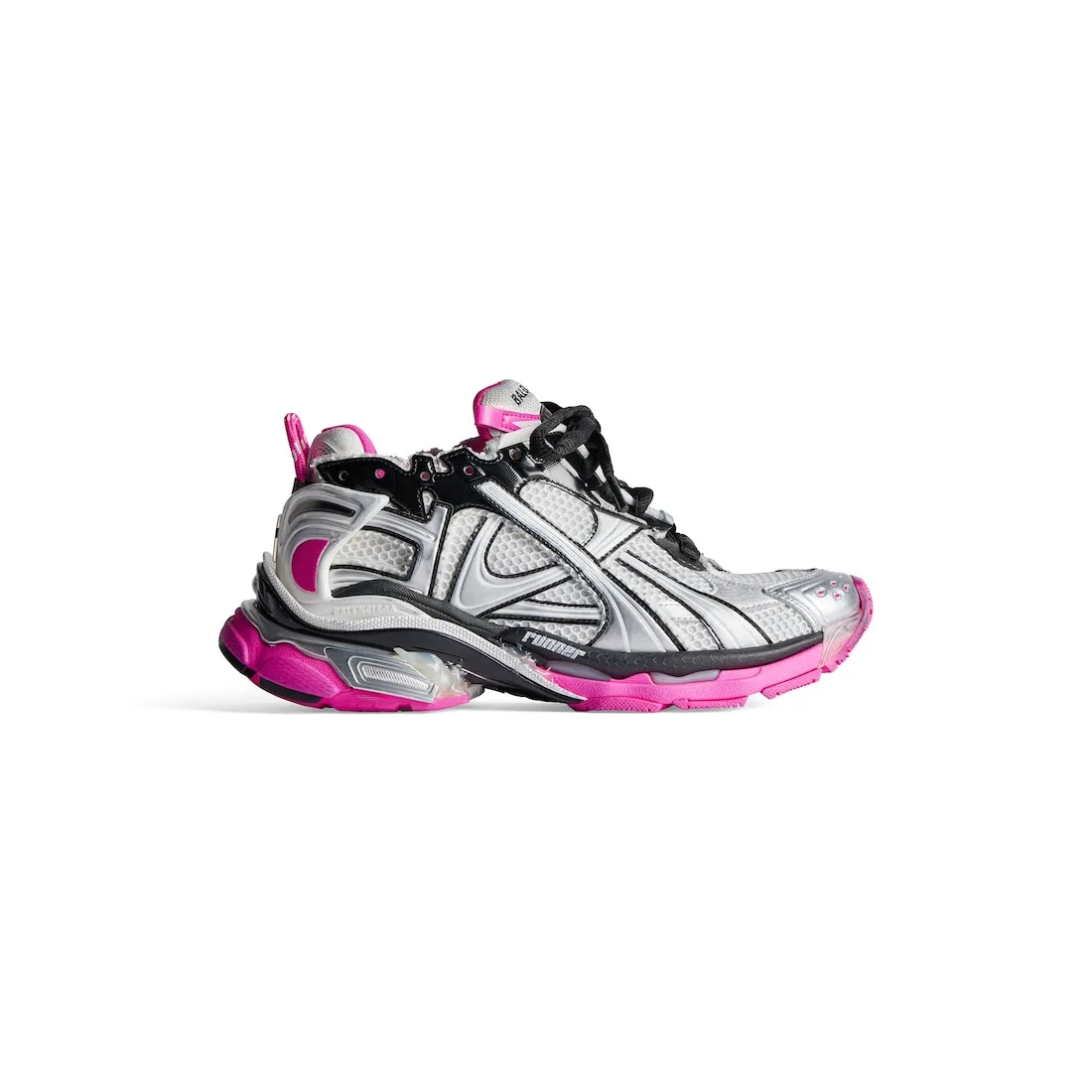 Zapatillas Runner para Mujer en Plateado/negro/rosa Fluo
