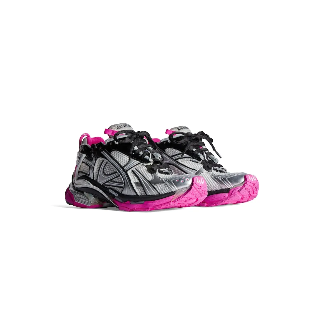 Zapatillas Runner para Mujer en Plateado/negro/rosa Fluo