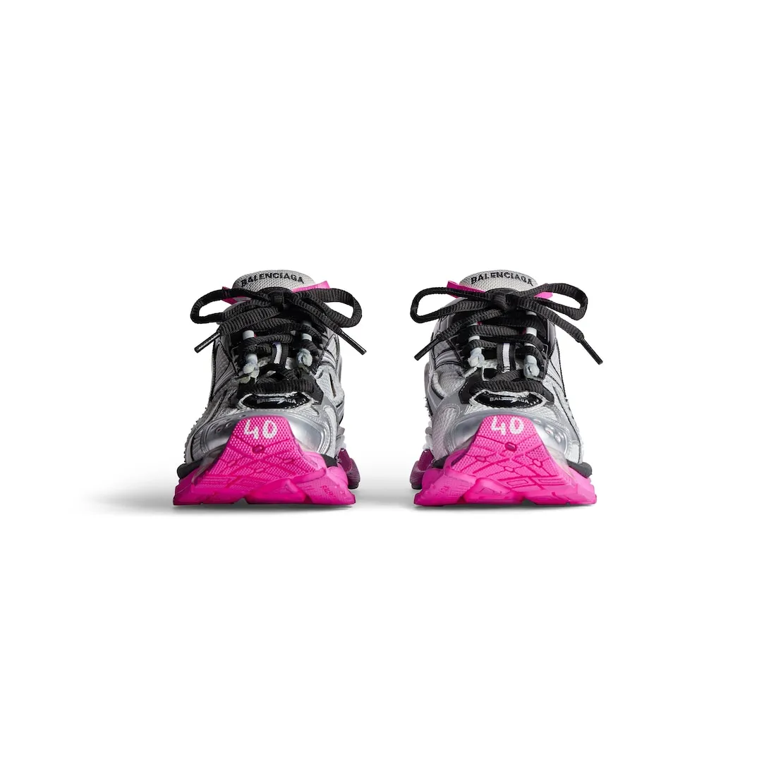 Zapatillas Runner para Mujer en Plateado/negro/rosa Fluo