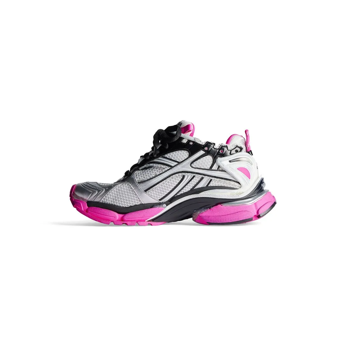 Zapatillas Runner para Mujer en Plateado/negro/rosa Fluo