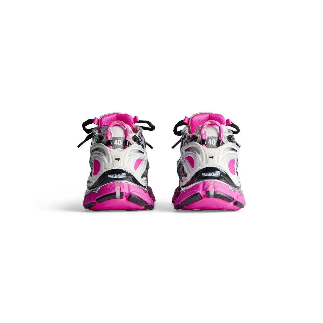 Zapatillas Runner para Mujer en Plateado/negro/rosa Fluo