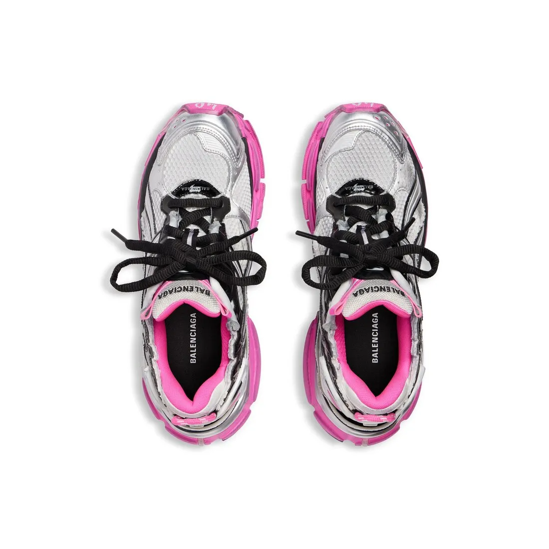 Zapatillas Runner para Mujer en Plateado/negro/rosa Fluo