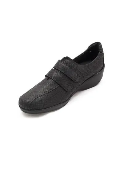 zapato 24hrs cuña velcro negro