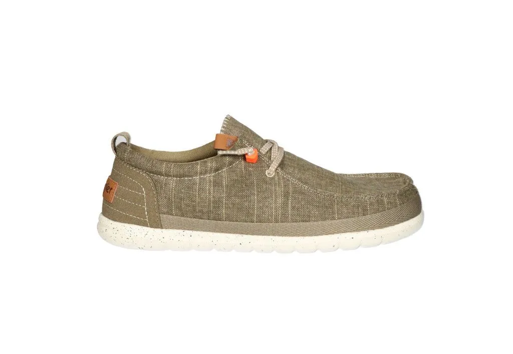 Zapato Cordon Lona Taupe Cordones Elasticos Piso Blanco Pintitas