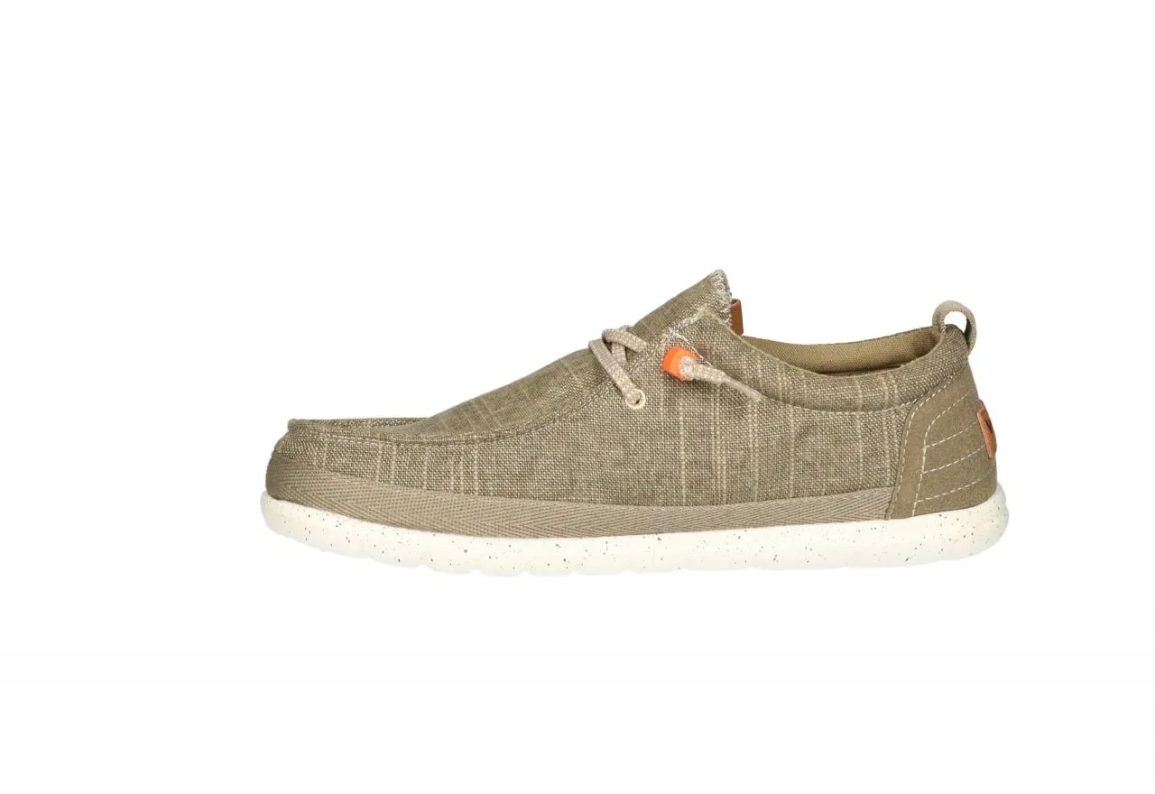 Zapato Cordon Lona Taupe Cordones Elasticos Piso Blanco Pintitas